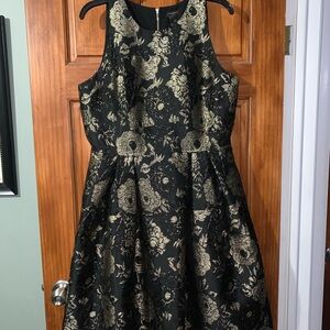 Ann Taylor  Black and Gold Floral Cocktail Dress